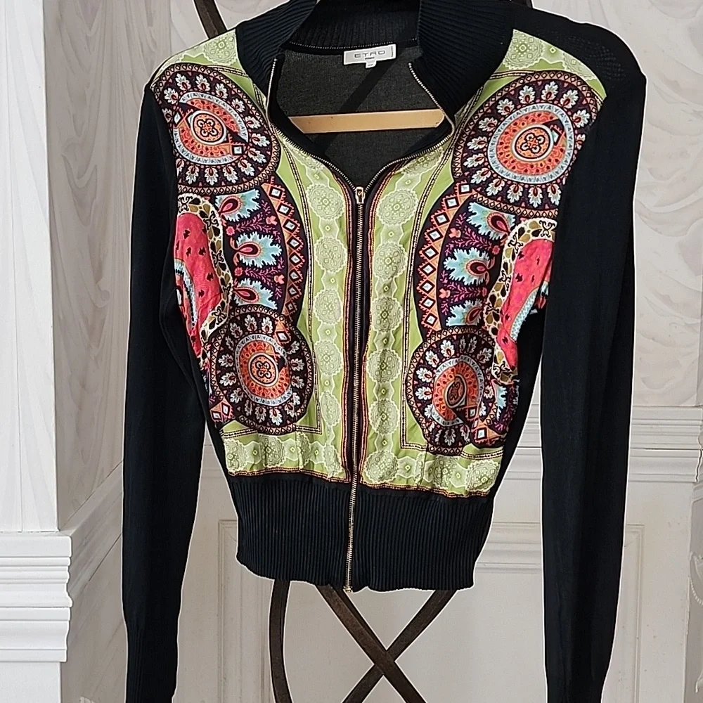 Etro Black and Multicolor cropped  Jacket - Picture 2 of 4